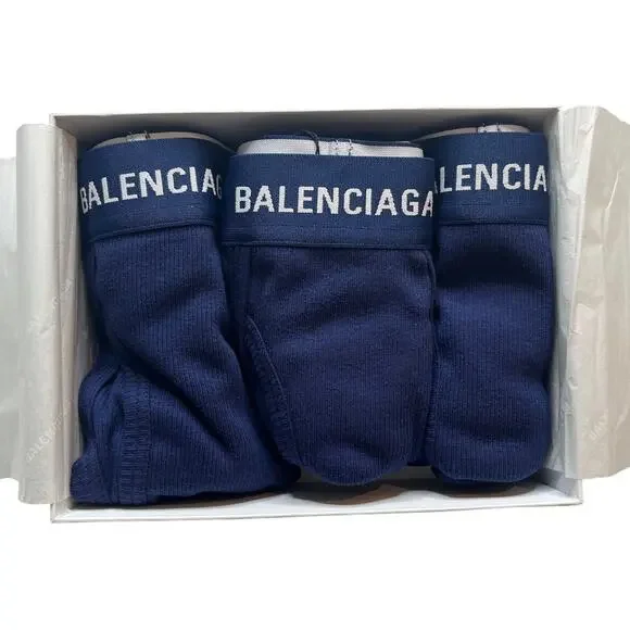 10-12 BALENCIAGA Men's Underwear Briefs 3-PACK Blue Medium